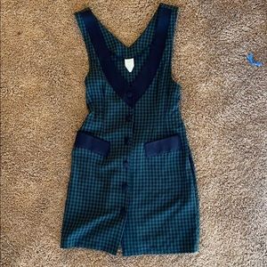 Vintage 80s vest dress - green plaid